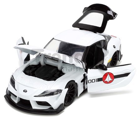Autíčko Robotech ´20 Toyota Supra Jada kovové s otvárateľnými časťami a figúrkou Roy Fokker dĺžka 20 cm 1:24