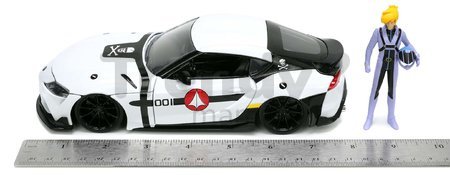 Autíčko Robotech ´20 Toyota Supra Jada kovové s otvárateľnými časťami a figúrkou Roy Fokker dĺžka 20 cm 1:24