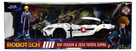 Autíčko Robotech ´20 Toyota Supra Jada kovové s otvárateľnými časťami a figúrkou Roy Fokker dĺžka 20 cm 1:24