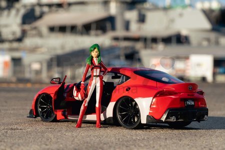 Autíčko Robotech ´20 Toyota Supra Jada kovové s otvárateľnými časťami a figúrkou Miriya Sterling dĺžka 20 cm 1:24