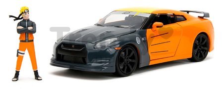 Autíčko Nissan GT-R 2009 Jada kovové s otvárateľnými časťami a figúrka Naruto dĺžka 20 cm 1:24
