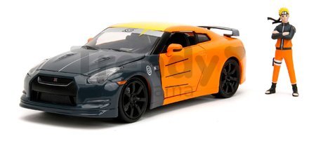 Autíčko Nissan GT-R 2009 Jada kovové s otvárateľnými časťami a figúrka Naruto dĺžka 20 cm 1:24