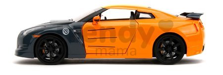 Autíčko Nissan GT-R 2009 Jada kovové s otvárateľnými časťami a figúrka Naruto dĺžka 20 cm 1:24