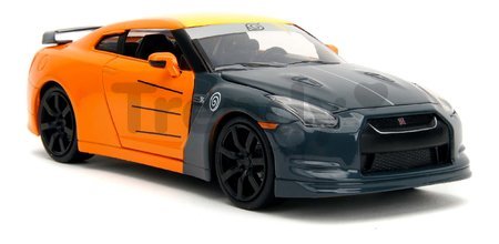 Autíčko Nissan GT-R 2009 Jada kovové s otvárateľnými časťami a figúrka Naruto dĺžka 20 cm 1:24
