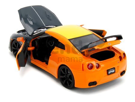 Autíčko Nissan GT-R 2009 Jada kovové s otvárateľnými časťami a figúrka Naruto dĺžka 20 cm 1:24