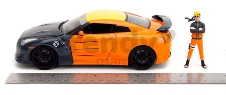 Autíčko Nissan GT-R 2009 Jada kovové s otvárateľnými časťami a figúrka Naruto dĺžka 20 cm 1:24