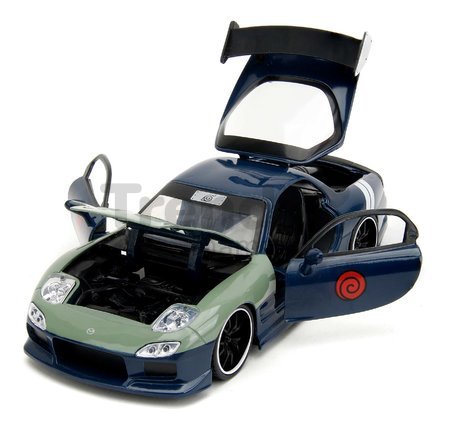 Autíčko Mazda RX-7 1993 Jada kovové s otvárateľnými časťami a figúrka Kakashi dĺžka 20 cm 1:24