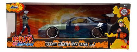 Autíčko Mazda RX-7 1993 Jada kovové s otvárateľnými časťami a figúrka Kakashi dĺžka 20 cm 1:24