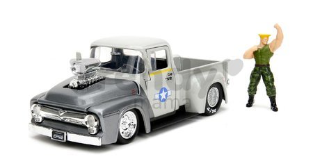 Autíčko Street Fighter Ford Pickup 1956 Jada kovové s otvárateľnými časťami a figúrkou Guile dĺžka 20 cm 1:24
