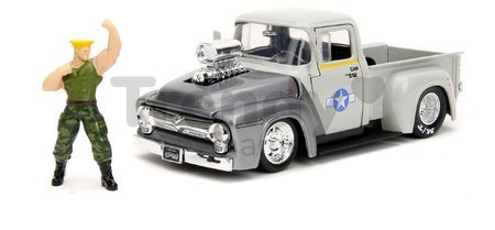 Autíčko Street Fighter Ford Pickup 1956 Jada kovové s otvárateľnými časťami a figúrkou Guile dĺžka 20 cm 1:24