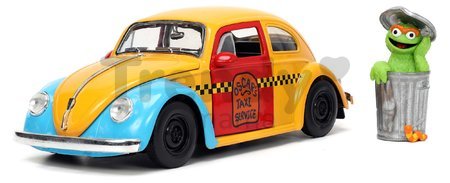 Autíčko Sesame Street VW Beetle 1959 Jada kovové s otvárateľnými časťami a figúrkou Oscar dĺžka 16,5 cm 1:24