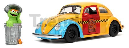 Autíčko Sesame Street VW Beetle 1959 Jada kovové s otvárateľnými časťami a figúrkou Oscar dĺžka 16,5 cm 1:24