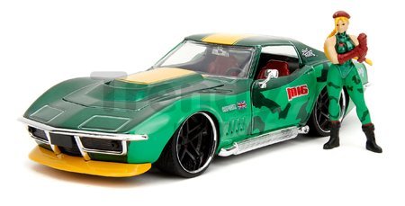 Autíčko Chevrolet Stingray 1969 Street Fighter Jada kovové s otvárateľnými časťami a kovová figúrka Cammy White dĺžka 20 cm 1:24