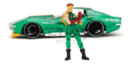 Autíčko Chevrolet Stingray 1969 Street Fighter Jada kovové s otvárateľnými časťami a kovová figúrka Cammy White dĺžka 20 cm 1:24