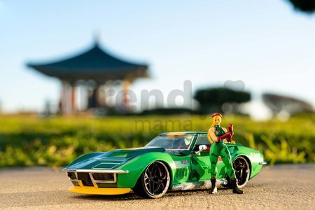 Autíčko Chevrolet Stingray 1969 Street Fighter Jada kovové s otvárateľnými časťami a kovová figúrka Cammy White dĺžka 20 cm 1:24