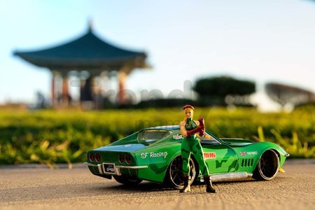 Autíčko Chevrolet Stingray 1969 Street Fighter Jada kovové s otvárateľnými časťami a kovová figúrka Cammy White dĺžka 20 cm 1:24