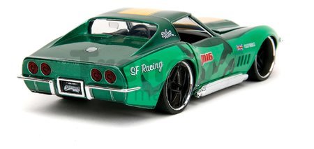 Autíčko Chevrolet Stingray 1969 Street Fighter Jada kovové s otvárateľnými časťami a kovová figúrka Cammy White dĺžka 20 cm 1:24