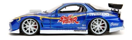 Autíčko Mazda RX-7 1993 Street Fighter Jada kovové s otvárateľnými časťami a figúrka Chun-Li dĺžka 20 cm 1:24