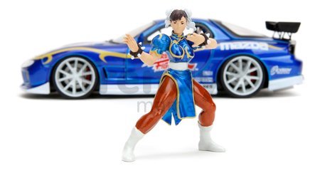 Autíčko Mazda RX-7 1993 Street Fighter Jada kovové s otvárateľnými časťami a figúrka Chun-Li dĺžka 20 cm 1:24