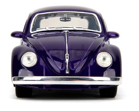 Autíčko Volkswagen Beetle Hollywood Rides Jada kovové s otvárateľnými dverami a figúrkou Wednesday 1:24