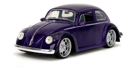 Autíčko Volkswagen Beetle Hollywood Rides Jada kovové s otvárateľnými dverami a figúrkou Wednesday 1:24