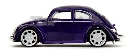 Autíčko Volkswagen Beetle Hollywood Rides Jada kovové s otvárateľnými dverami a figúrkou Wednesday 1:24
