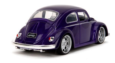 Autíčko Volkswagen Beetle Hollywood Rides Jada kovové s otvárateľnými dverami a figúrkou Wednesday 1:24