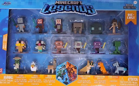 Figúrky zberateľské Minecraft Nano Jada kovové sada 18 druhov výška 4 cm