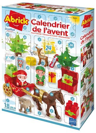 Adventný kalendár 2020 Abrick Écoiffier Mikuláš so sánkami a lesnými zvieratkami, 24 dielov od 18 mes