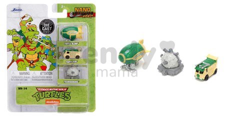 Autíčka Ninja korytnačky Nano Cars Jada kovové sada 3 druhov dĺžka 4 cm