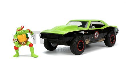 Autíčko Ninja korytnačky Chevy Camaro Jada kovové s otvárateľnými časťami a figúrkou Raphaelo dĺžka 19 cm 1:24