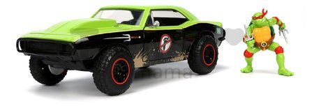 Autíčko Ninja korytnačky Chevy Camaro Jada kovové s otvárateľnými časťami a figúrkou Raphaelo dĺžka 19 cm 1:24