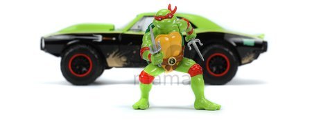 Autíčko Ninja korytnačky Chevy Camaro Jada kovové s otvárateľnými časťami a figúrkou Raphaelo dĺžka 19 cm 1:24