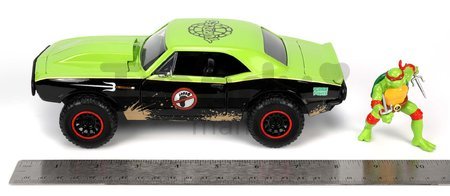 Autíčko Ninja korytnačky Chevy Camaro Jada kovové s otvárateľnými časťami a figúrkou Raphaelo dĺžka 19 cm 1:24