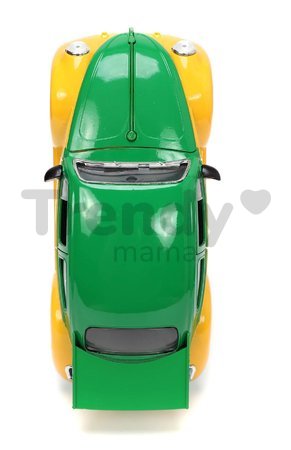Autíčko Ninja korytnačky VW Drag Beetle 1959 Jada kovové s otvárateľnými dverami a figúrkou Michelangelo dĺžka 19 cm 1:24