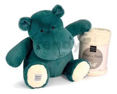 Plyšový hroch s dekou Emerald Green Hippo Chill Histoire d’ Ours zelený 45 cm od 0 mes