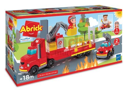 Stavebnica auto požiarnik Abrick Fire Truck Operation Écoiffier s postavičkou a 2 vozidlami od 18 mes
