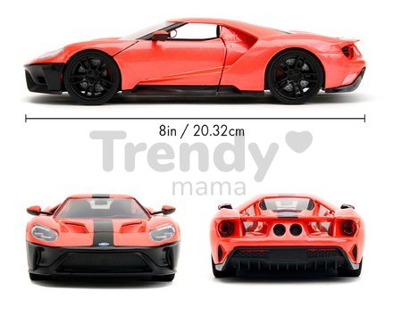 Autíčko Ford GT 2017 Pink Slips 2017 Jada kovové s otvárateľnými časťami dĺžka 19 cm 1:24