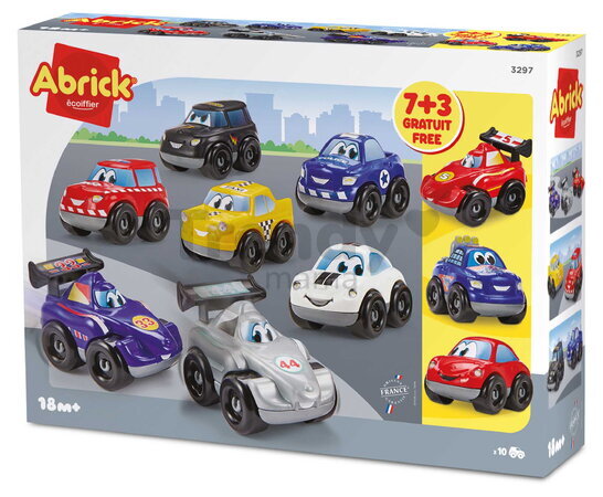 Joc de construit Abrick Fast Car Écoiffier 7 mașinuțe rapide + 3 mașinue gratuit de la 3 ani