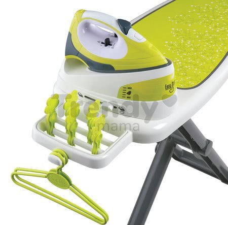 Žehliaca doska Smoby s elektronickou žehličkou Clean s podstavcom a 10 doplnkami zelená