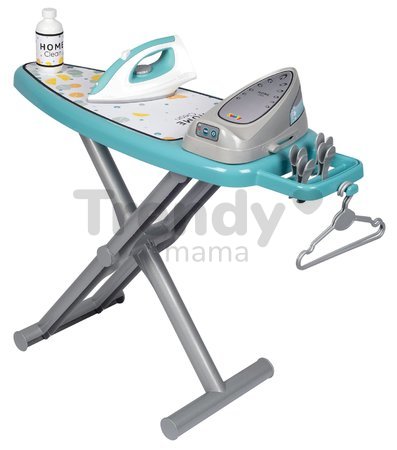 Žehliaca doska so žehličkou Ironing Board Steam Iron Smoby s vešiakmi a 9 doplnkami