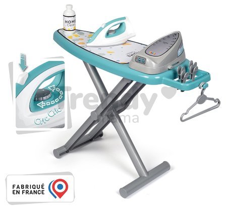 Žehliaca doska so žehličkou Ironing Board Steam Iron Smoby s vešiakmi a 9 doplnkami