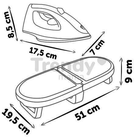 Žehliaca doska so žehličkou Tefal Foldable Ironing Board Smoby skladacia s úložným priestorom a IML potlačou