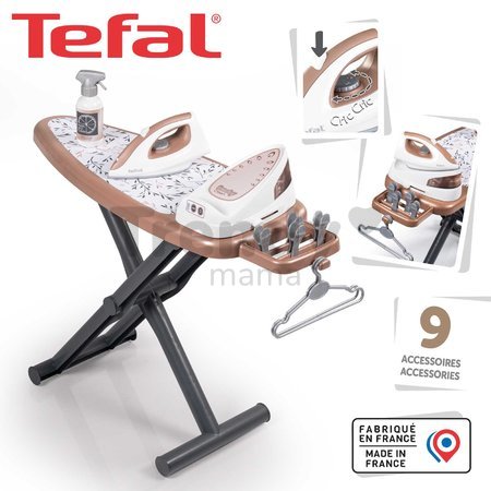Žehliaca doska s naparovacou žehličkou Tefal Ironing Board Smoby s vešiakmi a 9 doplnkami