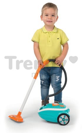 Upratovací vozík s elektronickým vysávačom Vacuum Cleaner Smoby tyrkysový s 9 doplnkami