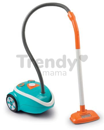 Upratovací vozík s elektronickým vysávačom Vacuum Cleaner Smoby tyrkysový s 9 doplnkami