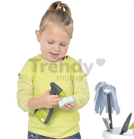 Upratovací vozík Clean Smoby s vedrom a 8 doplnkami zelený