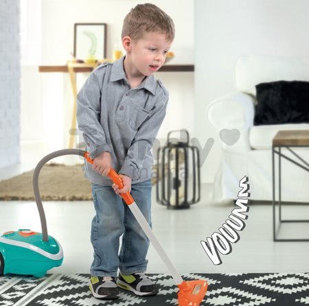 Upratovací vozík s elektronickým vysávačom Vacuum Cleaner Smoby tyrkysový s 9 doplnkami