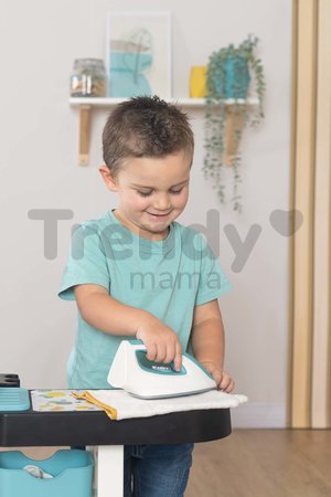 Práčovňa s práčkou s predným plnením Rowenta Wash&Clean Laundry Smoby s elektronickým vysávačom so zvukom a žehličkou 17 doplnkov