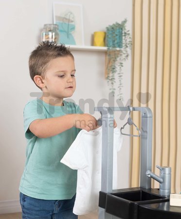 Práčovňa s práčkou s predným plnením Rowenta Wash&Clean Laundry Smoby s elektronickým vysávačom so zvukom a žehličkou 17 doplnkov
